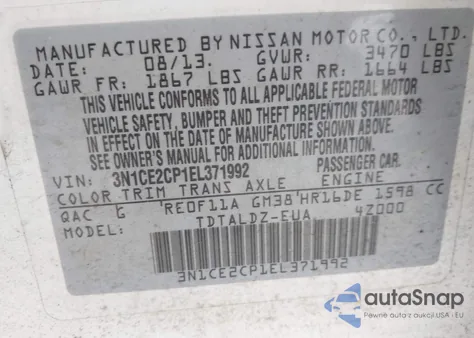 2014 Nissan Versa Note Sv from USA, damaged, VIN 3N1CE2CP1EL371992